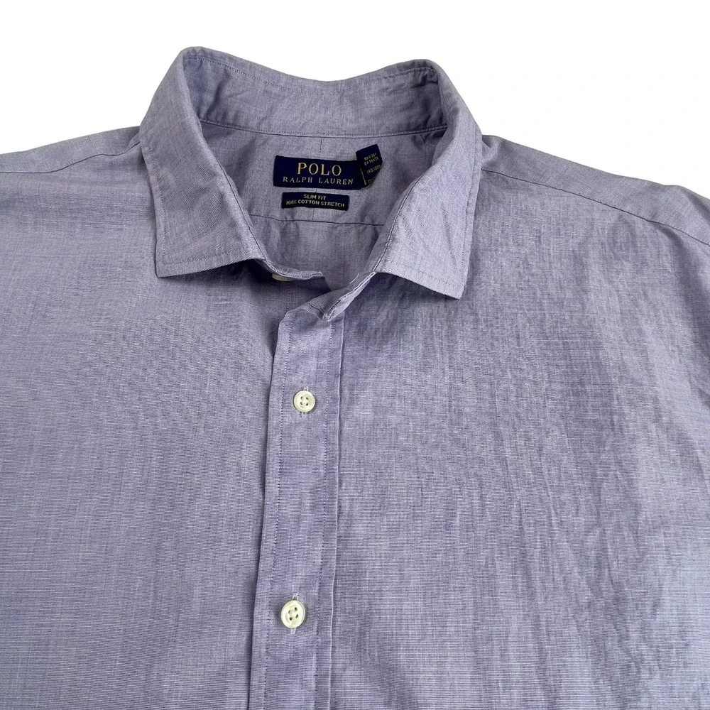 Polo Ralph‎ Lauren Mens XXL Slim Fit Cotton Stretch Button Down Shirt Purple